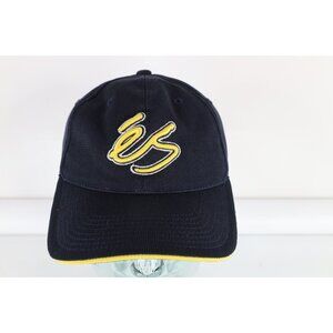 Vtg 90s es Skateboarding Skateboard Spell Out Knit Snapback Hat Cap Navy Blue